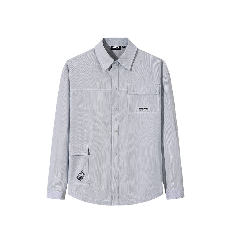 ANTA Shirts Men's Ice Blue Gray Lapel Moderate Other