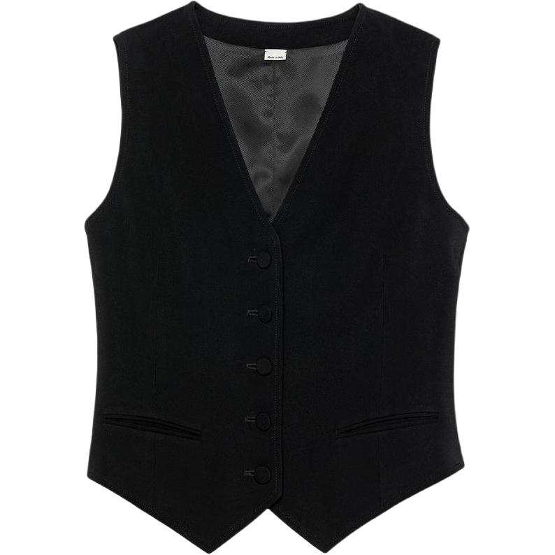 GUCCI Vests Women's Black V Neck Moderate Other