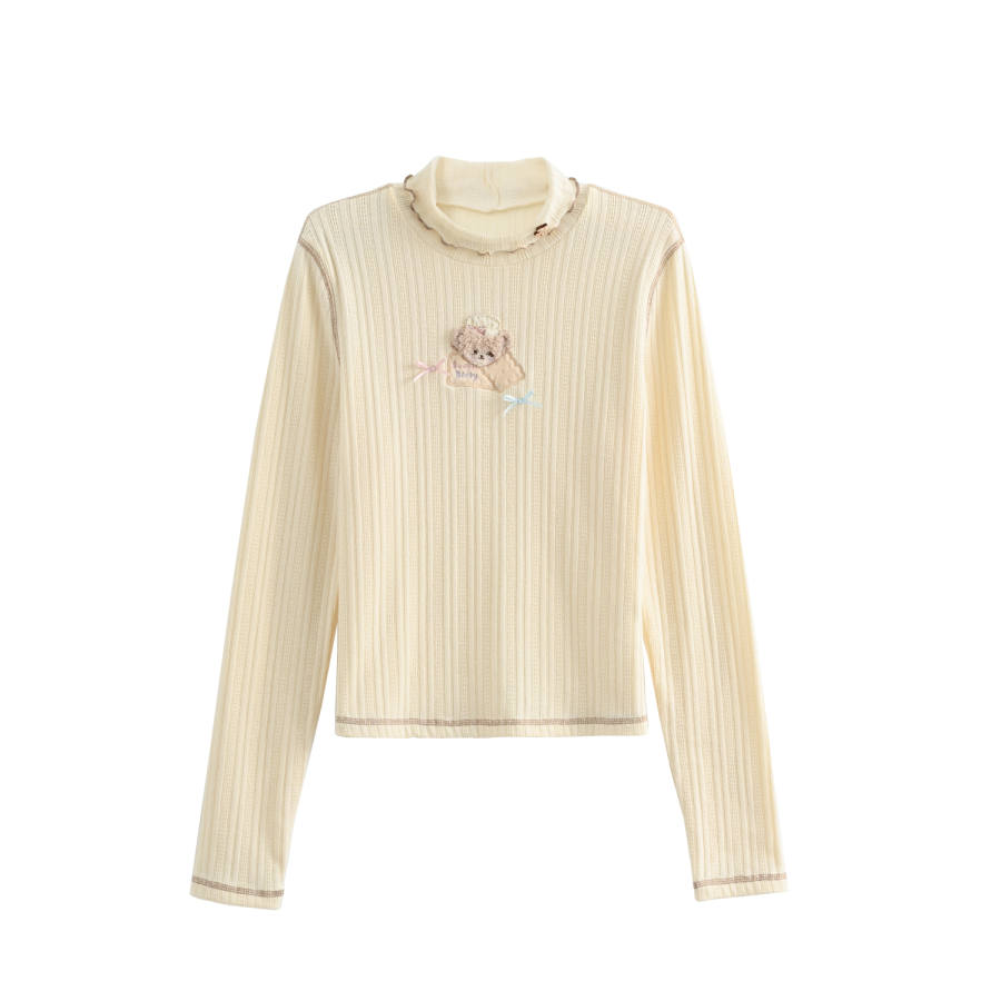 SNBL SNBL T Shirts Women's Beige Half Turtleneck Moderate