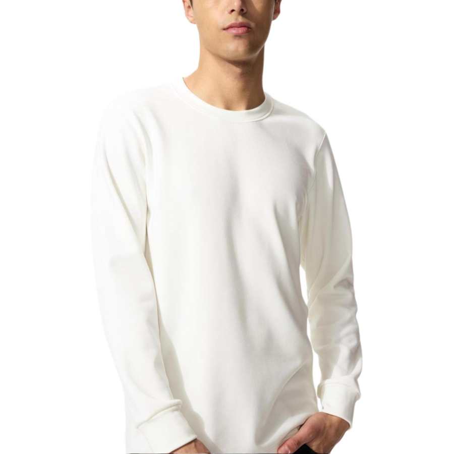 UNIQLO T Shirts Men's Ivory Crew Neck Thickened