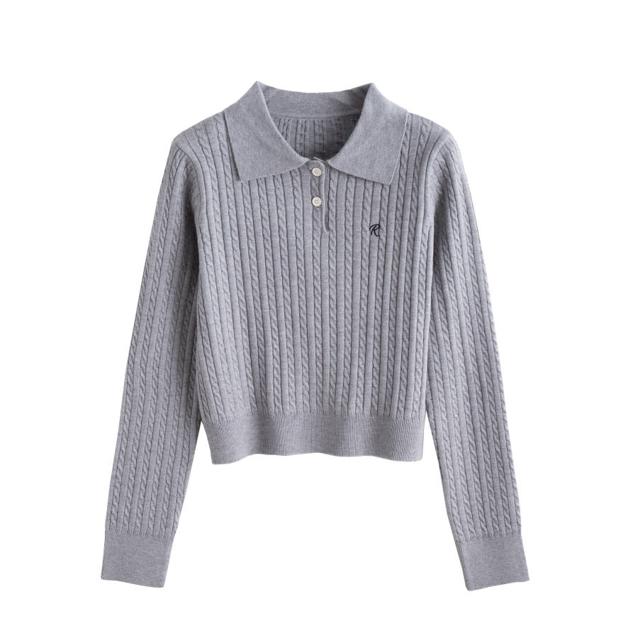Tonlion Knitwear Women's Light Heather Gray Lapel Moderate Base Layer