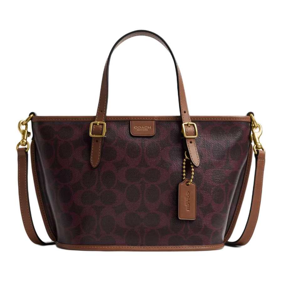 COACH Artificial Leather One Shoulder Handbag Small Women's Blackcurrant & Mink Brown