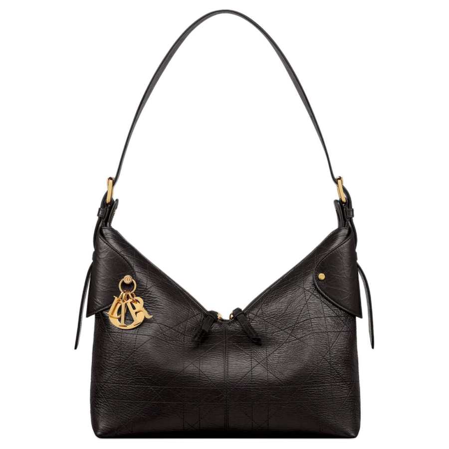 DIOR DIOR Cow Leather Shoulder Bag Medium Women's Black