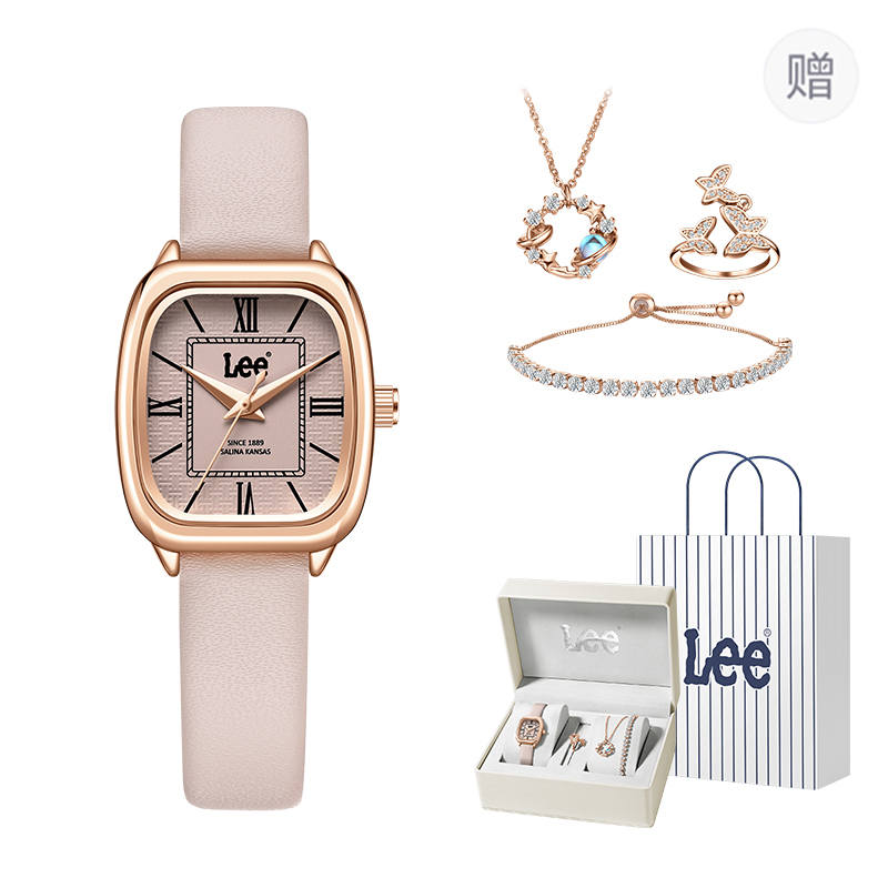 Lee Lee Quartz Movement Leather Strap Tan Watch Dial Women's Watch