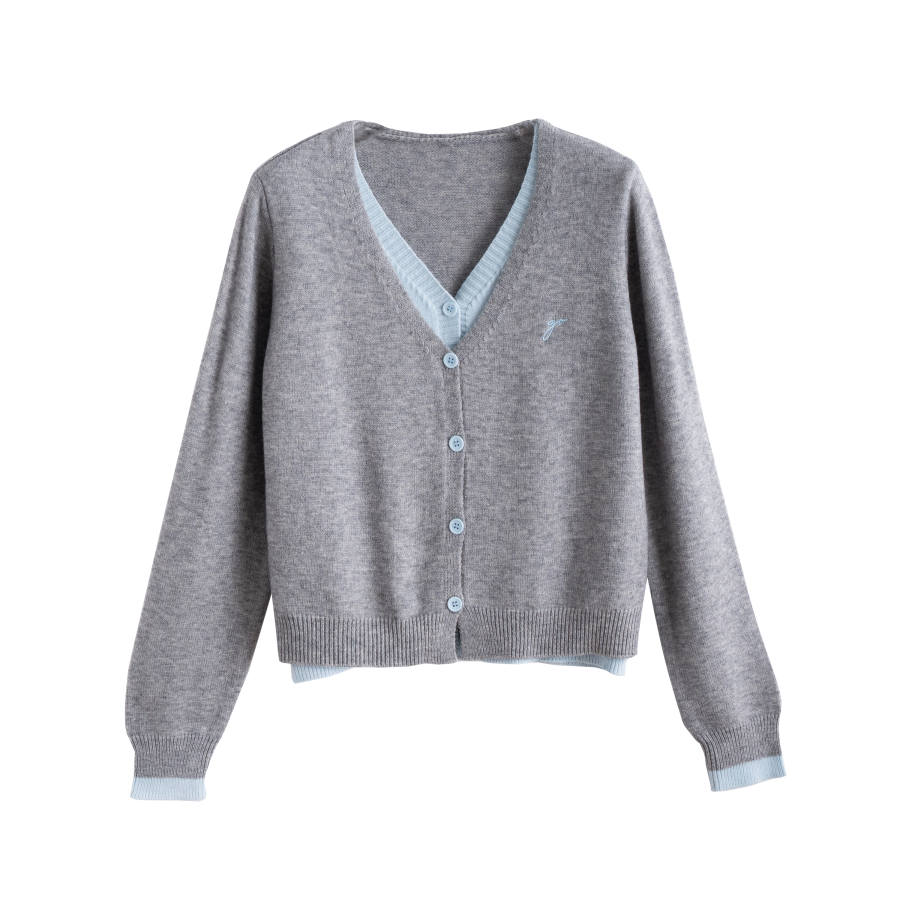 Tonlion Knitwear Women's Gray Tone V Neck Moderate