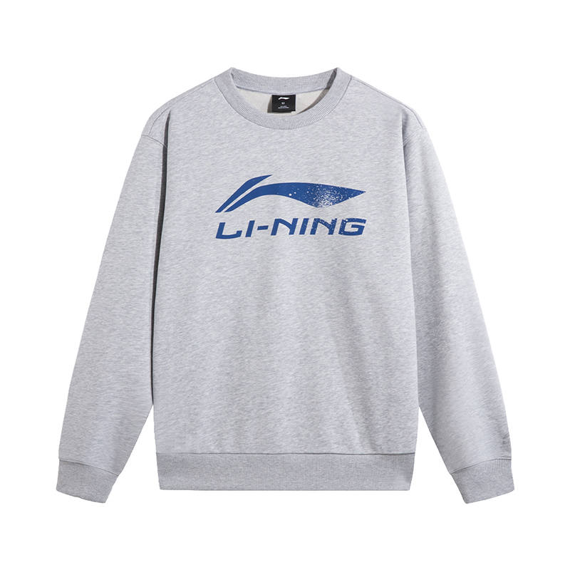Li-Ning Li Ning Sweatshirts Men's Heather Gray Geologic Gray Mixed Color Crew Neck Moderate