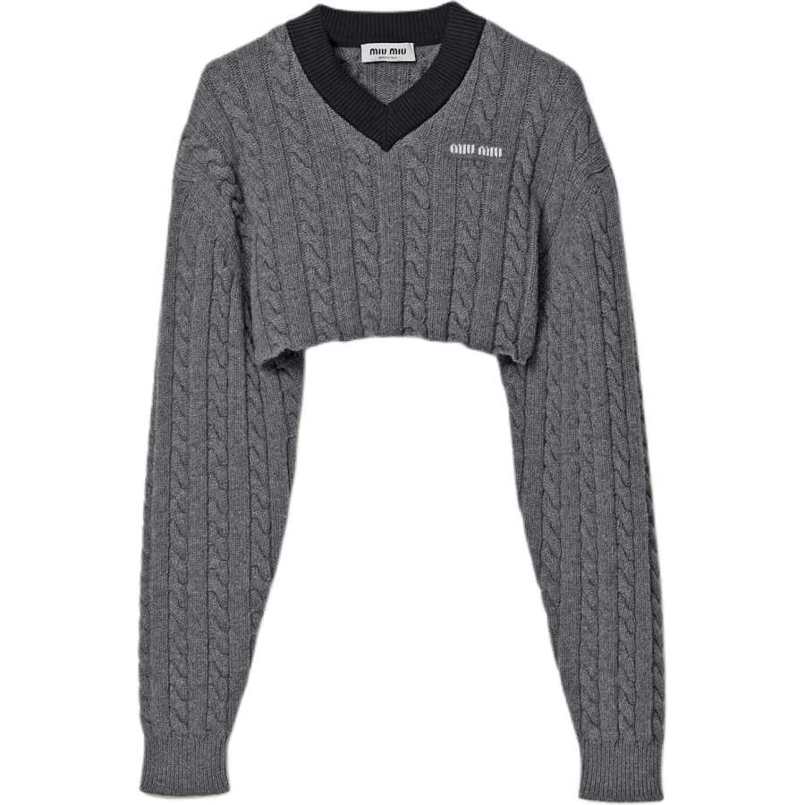 MIU MIU Sweaters Women's Gray Blue V Neck Moderate Other