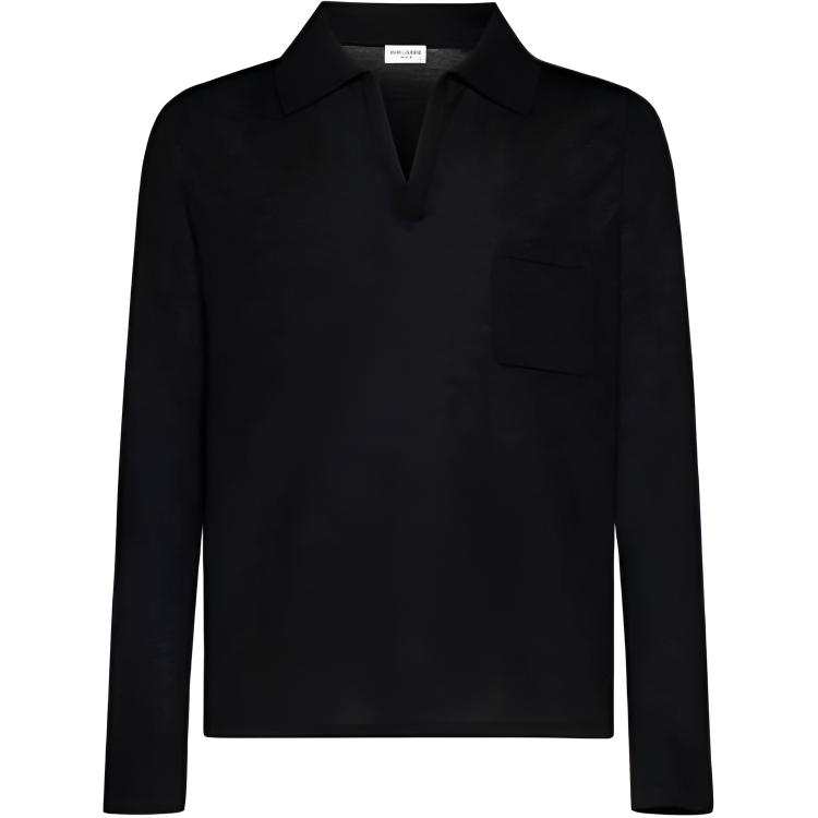 SAINT LAURENT Cassandre Long-Sleeved Polo Shirt