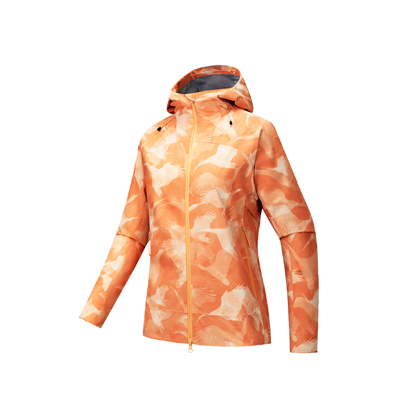 ANTA Outdoor Collection Windbreaker Jackets Women's Meat Powder Orange/All Over Print Hooded Moderate