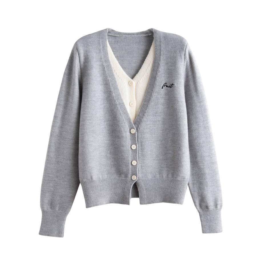 Tonlion Knitwear Women's Light Heather Gray V Neck Moderate