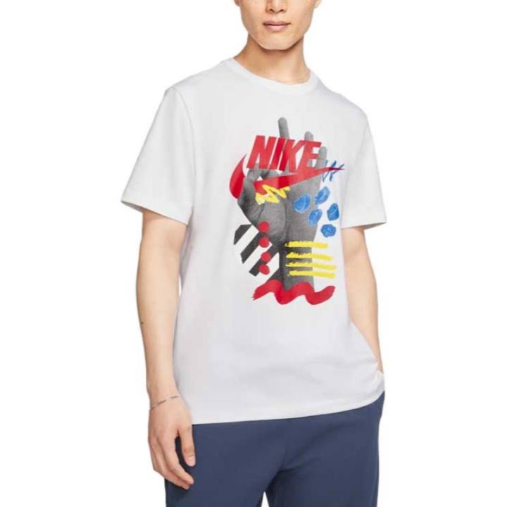 Nike Nike T Shirts Men's White Crew Neck Moderate Straight Fit