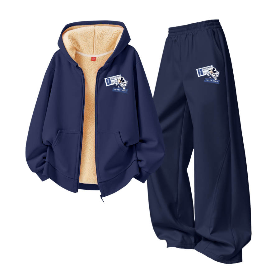 Disney Kids Casual Sportswear Crew Neck Thickened And Fleece Lined