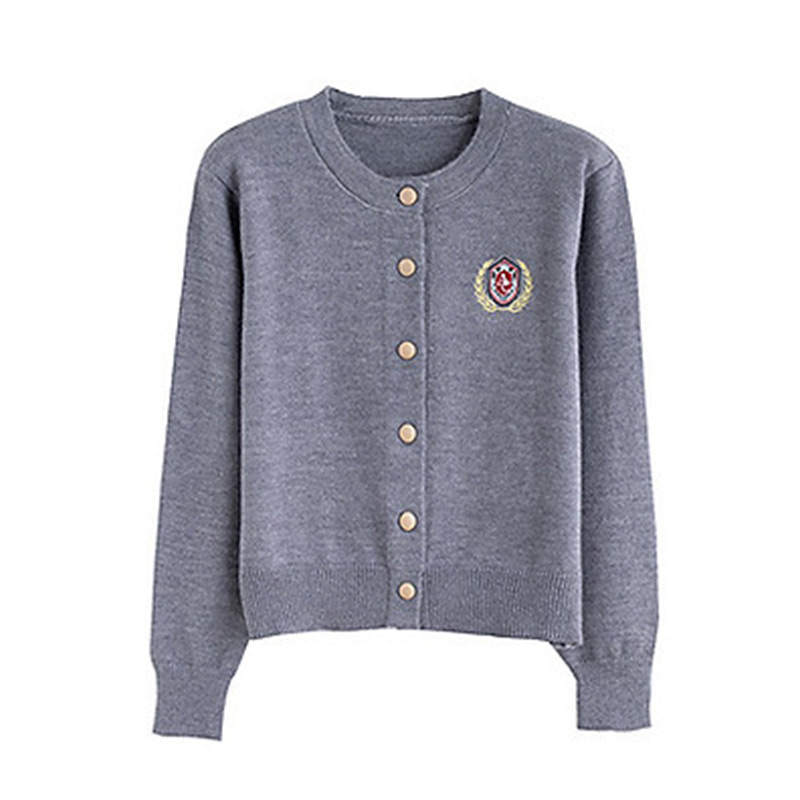 Tonlion Sweaters Women's Gray Crew Neck Moderate Cardigan
