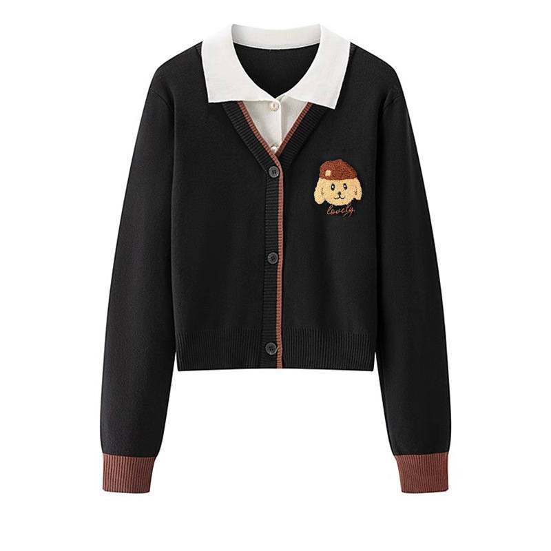 Tonlion Knitwear Women's Black Lapel Moderate