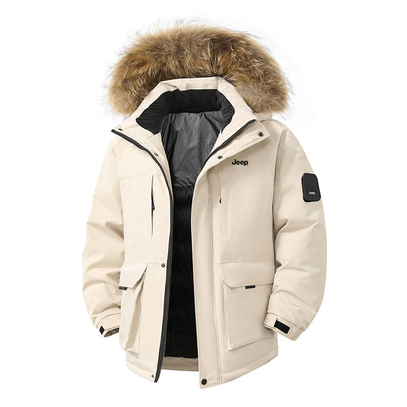 Jeep Jeep Down Jackets Unisex Fur Collar Thickened Parka Down Jacket