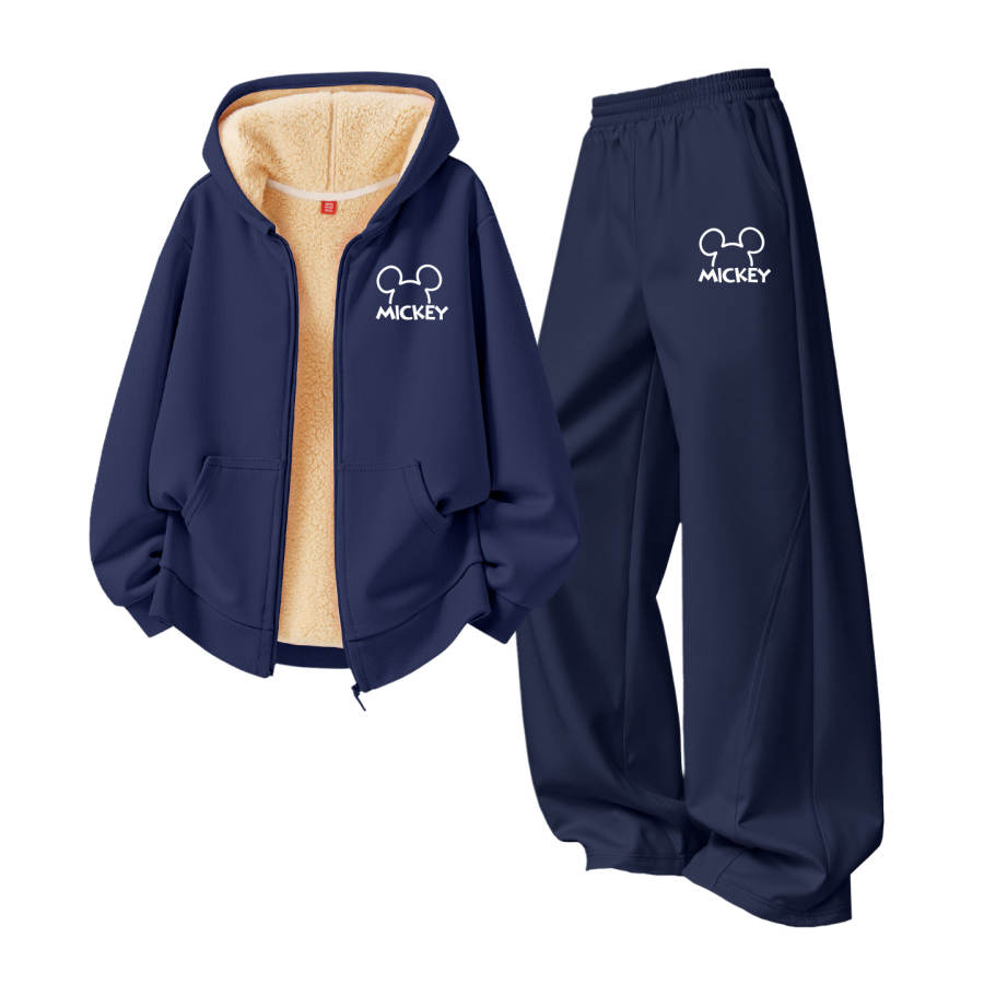 Disney Kids Casual Sportswear Crew Neck Thickened And Fleece Lined