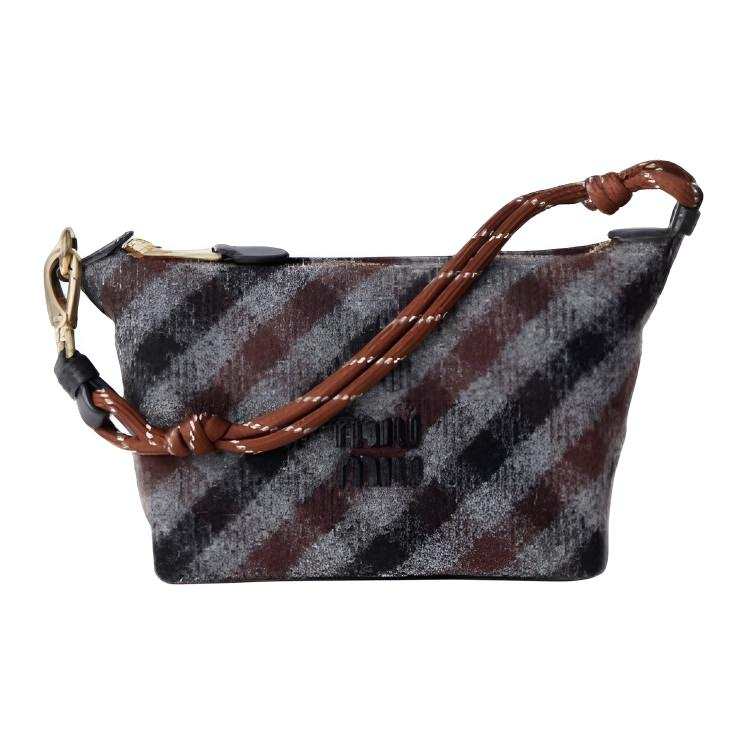 MIU MIU Wool Handbag Women's Slate Gray & Cocoa Brown