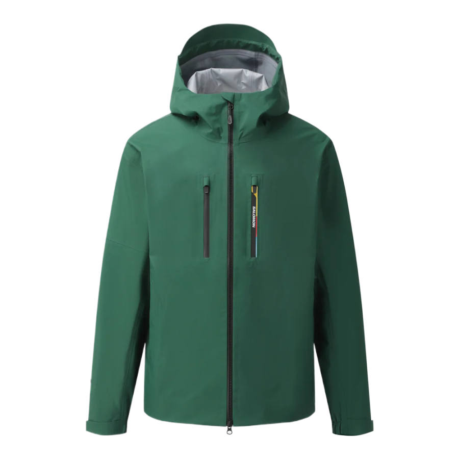 SALOMON UNI Jackets Unisex Garden Green Hooded Non Detachable Moderate Straight Fit