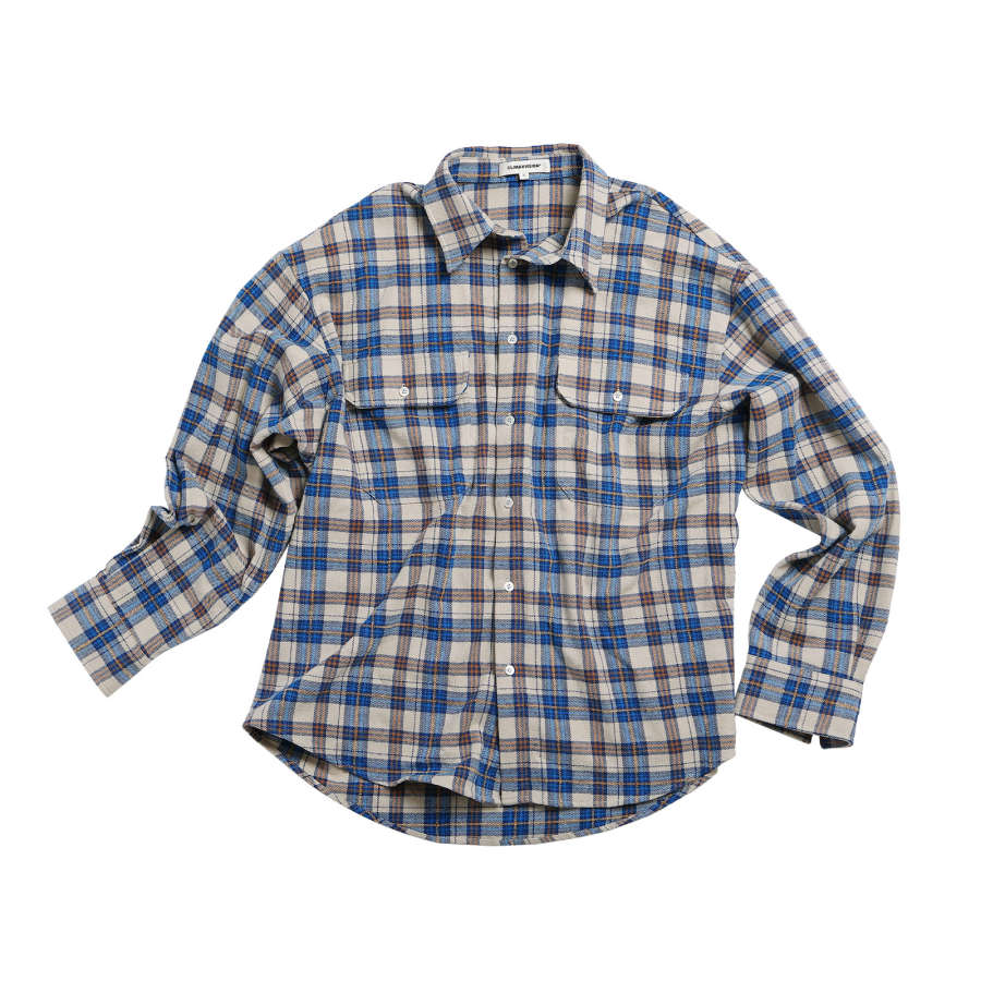 CLIMAX VISION Shirts Unisex Blue White Plaid Lapel Moderate Other