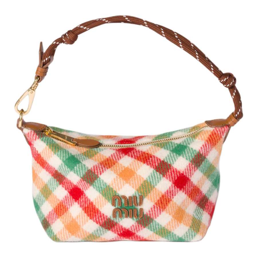 MIU MIU Fabric With Wool Handbag Women's Red & Green