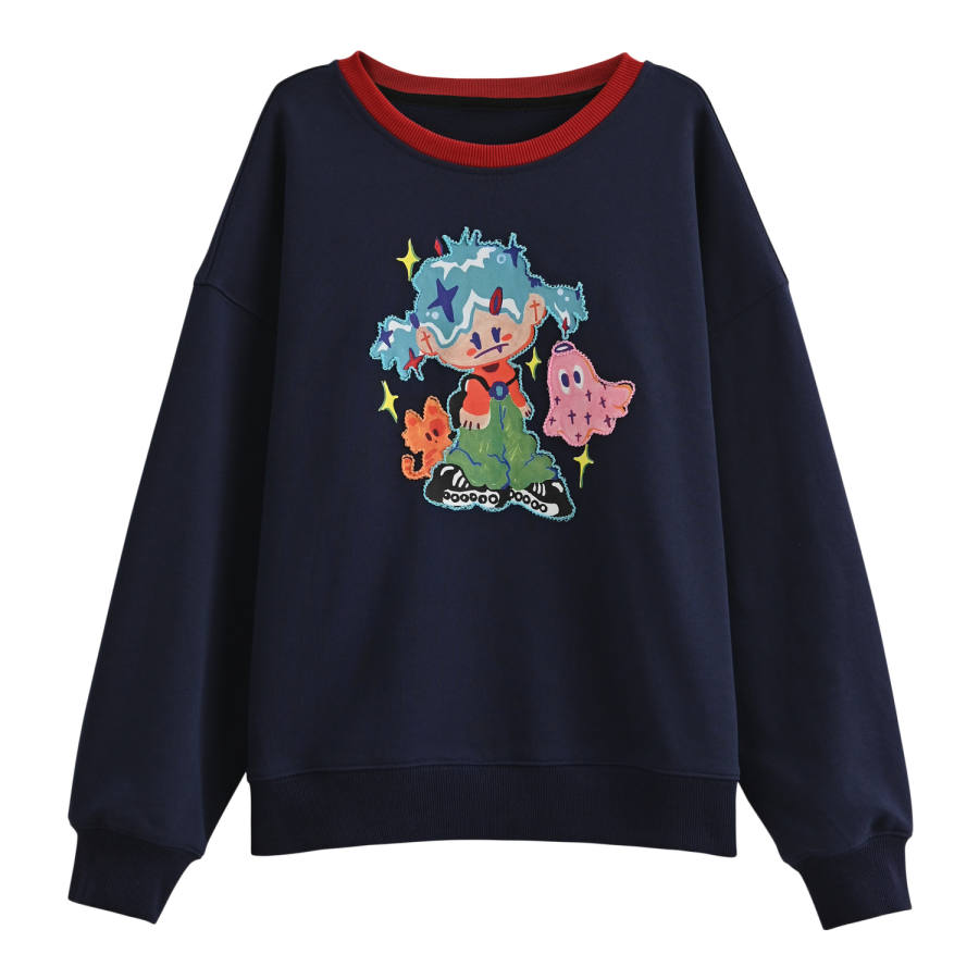 SNBL Sweatshirts Women's Navy Blue Crew Neck Moderate