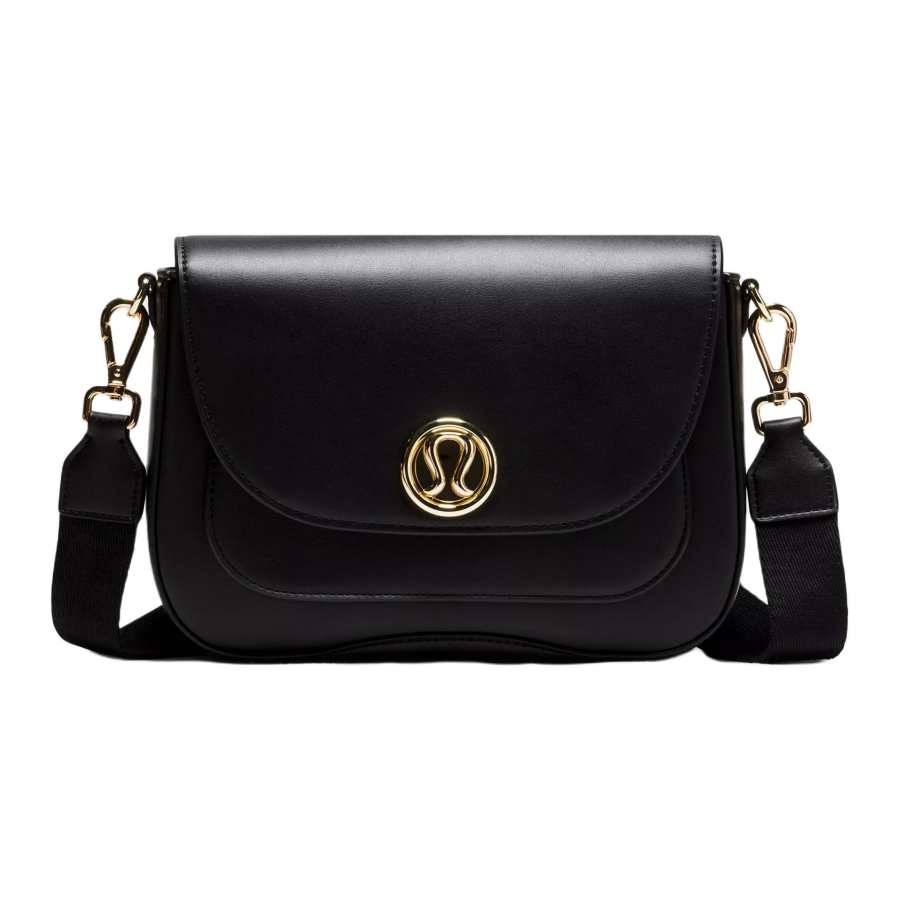 Lululemon Adjustable Strap Faux Leather Crossbody Bags Regular Women's Black