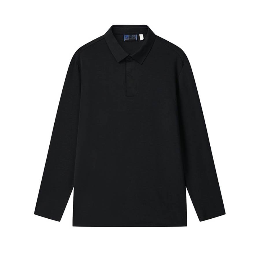 FILA Polo Shirts Men's Jet Black Polo Collar Moderate Straight Fit