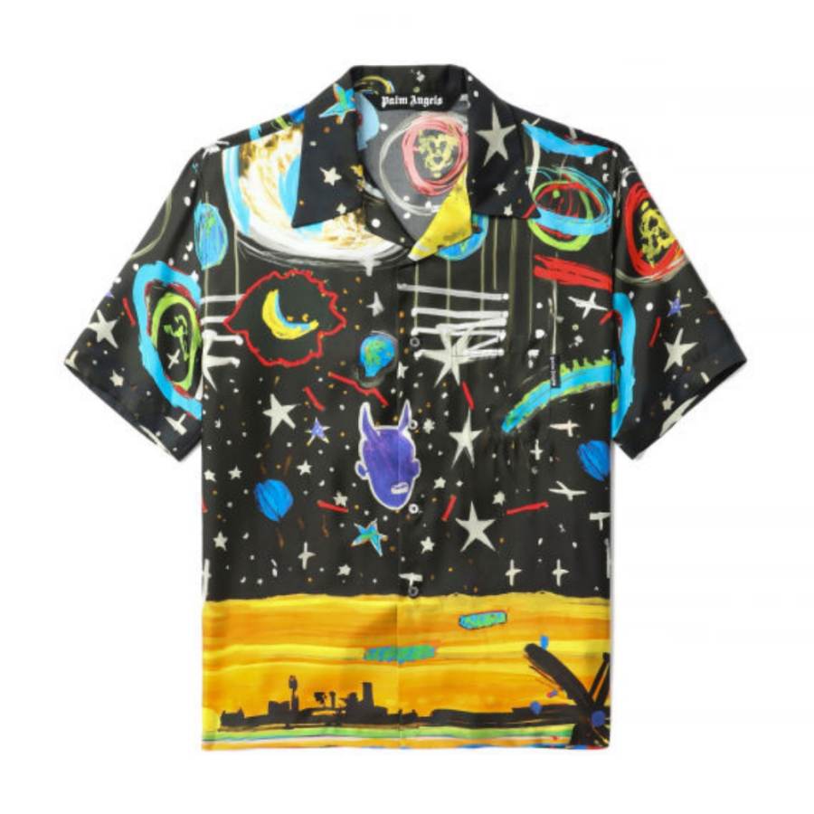 Palm Angels Starry Night Short-Sleeved Bowling Shirt