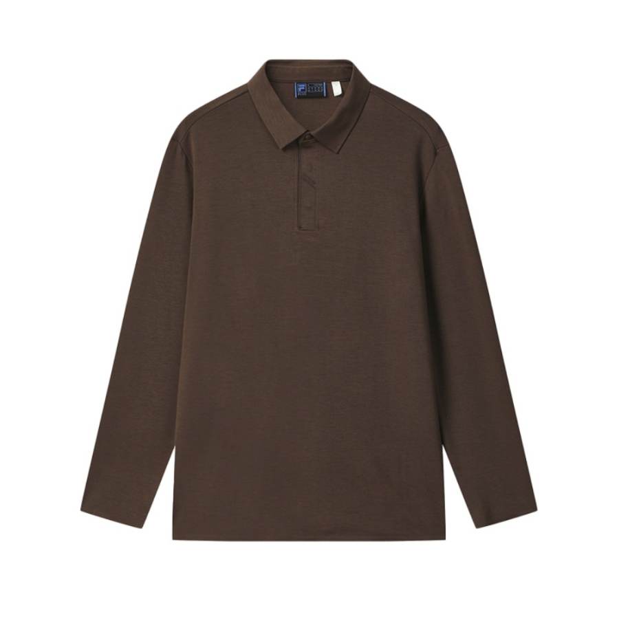 FILA Polo Shirts Men's Brown Bear Brown Polo Collar Moderate Straight Fit