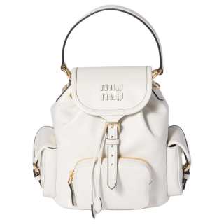 MIU MIU Cow Leather Carry Backpack Small Women's White