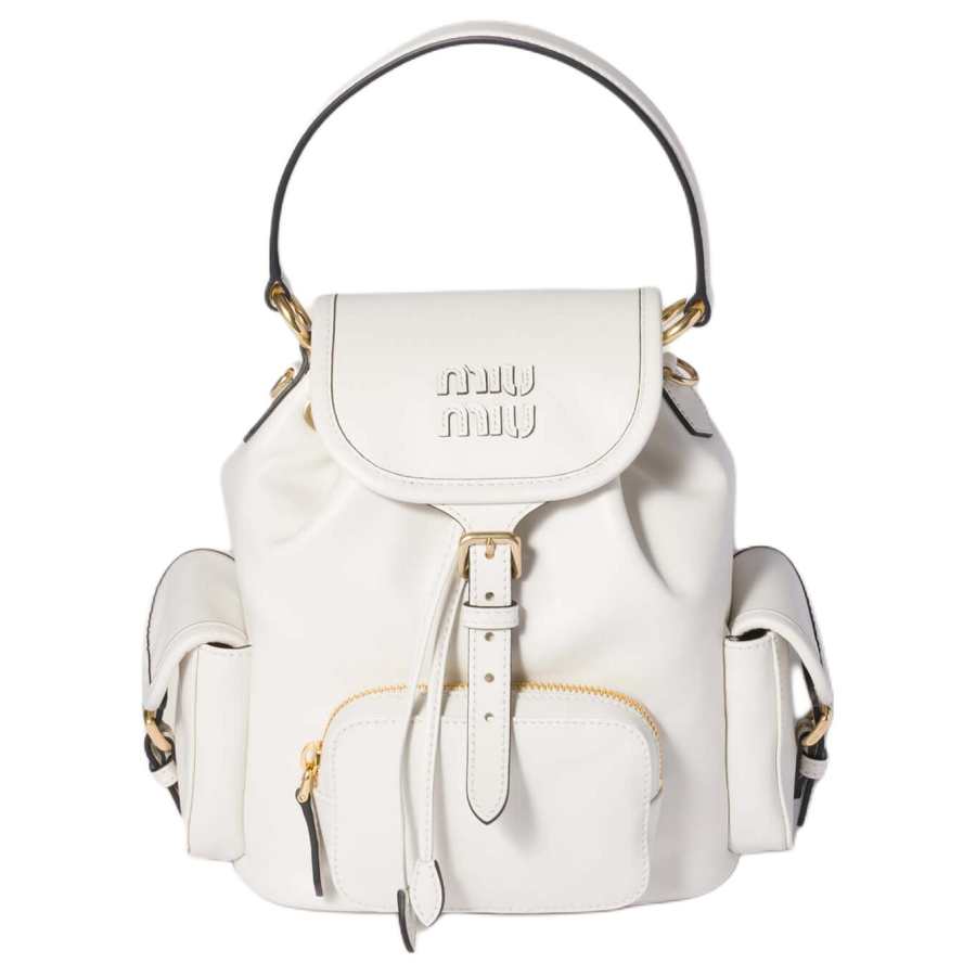 MIU MIU Cow Leather Carry Backpack Small Women's White