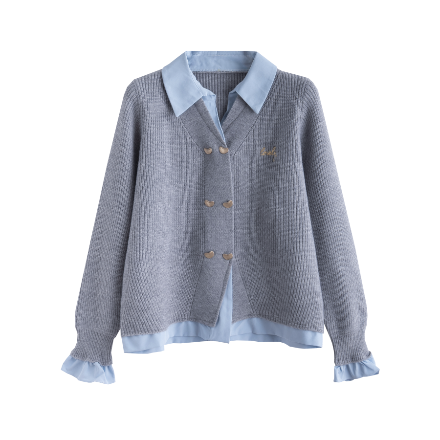 Tonlion Knitwear Women's Medium Heather Gray Lapel Moderate