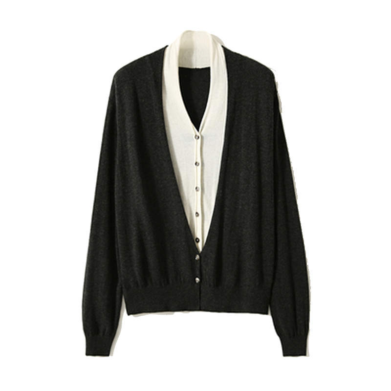 Tonlion Knitwear Women's Black V Neck Moderate
