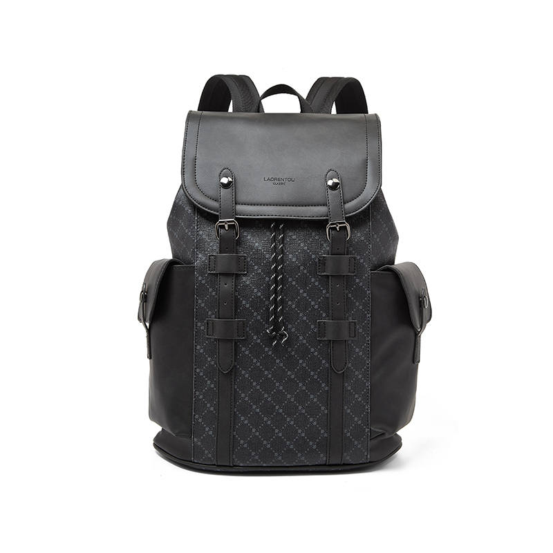 LAORENTOU LAORENTOU Synthetic Leather Backpack Regular Unisex Black