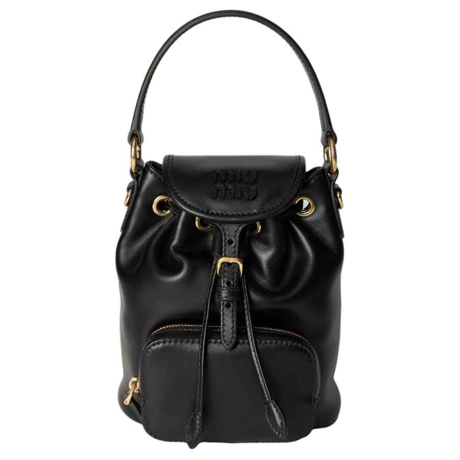 MIU MIU Cow Leather Carry Backpack Mini Women's Black