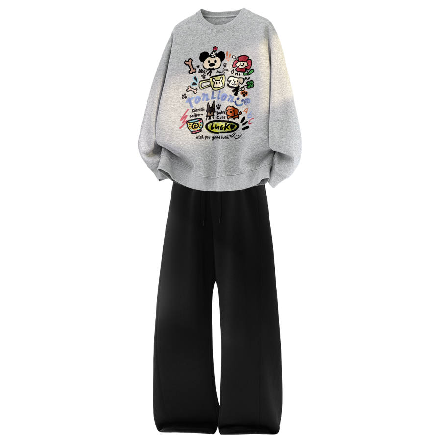 Tonlion Sweatshirt Sets Men's Crew Neck Moderate