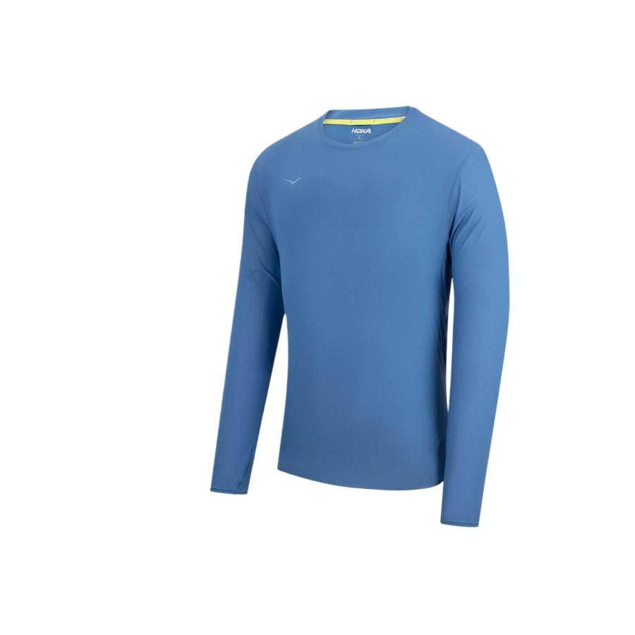 HOKA ONE ONE T Shirts Men's Night Mist Blue Crew Neck Moderate Straight Fit