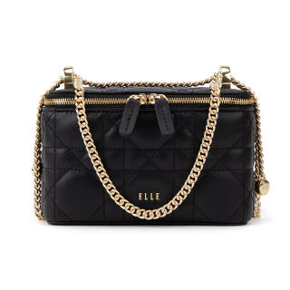 ELLE Cow Leather Box Bag, Shoulder Bag Regular Women's Black/White