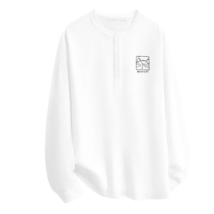 Tonlion T Shirts Unisex Henry Collar Moderate Straight Fit