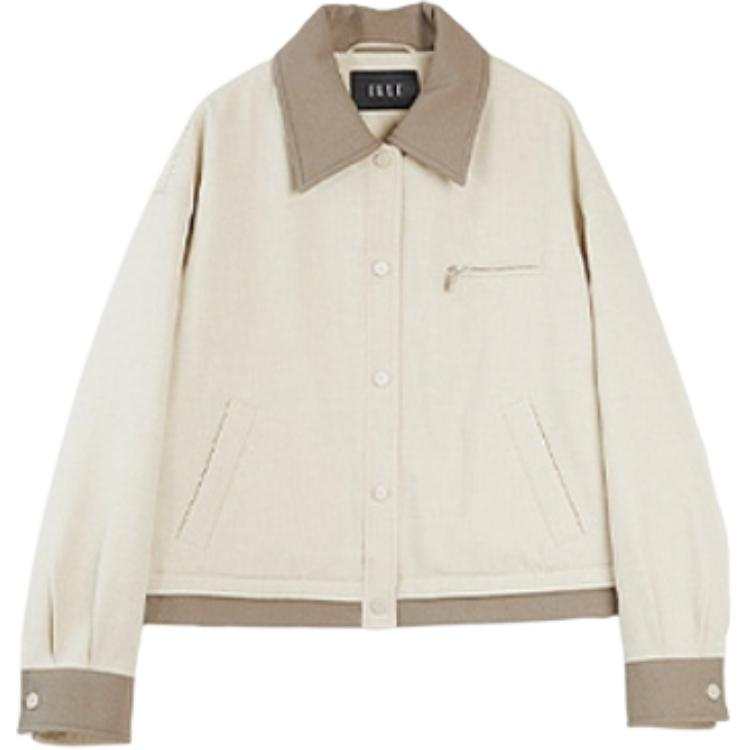 ELLE Down Jackets Women's Khaki Green Lapel Moderate Down Jacket