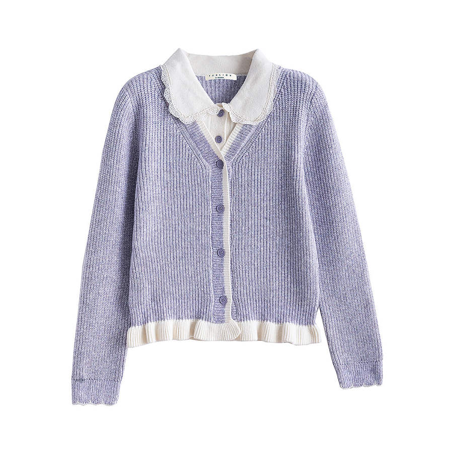 Tonlion Knitwear Women's Purple Lapel Moderate