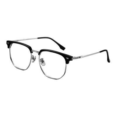 Keluode Browline Eyeglass Frames Unisex Fashion Lightweight Minimalist Style, Metal Texture