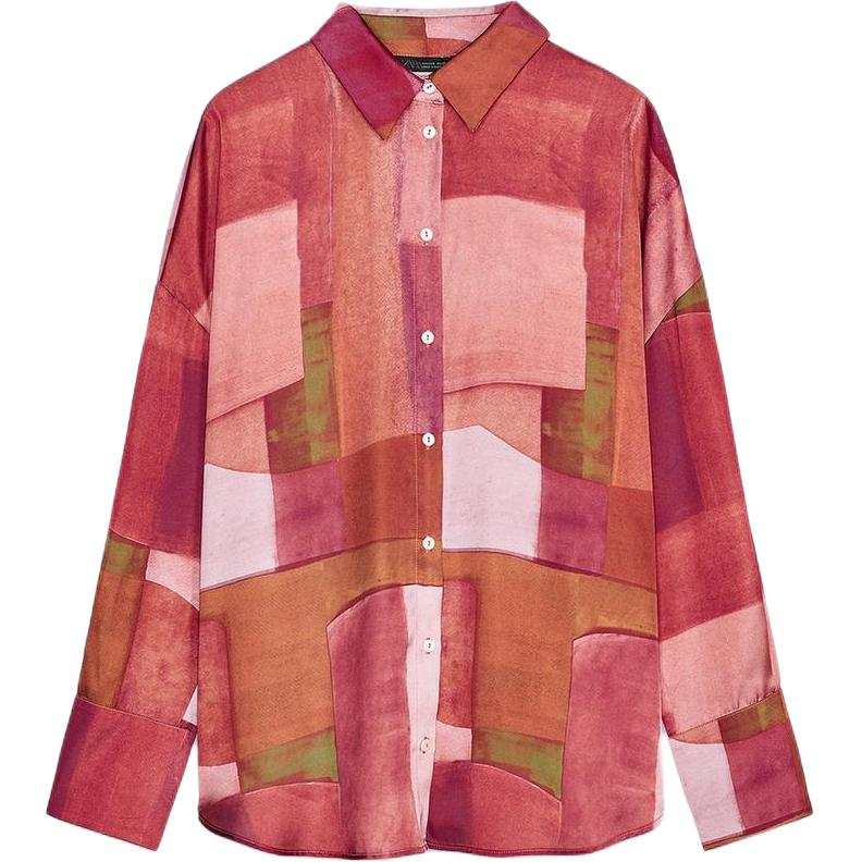 ZARA Shirts Women's Multicolor Lapel Moderate
