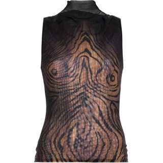 Jean Paul Gaultier high-neck wood-print top