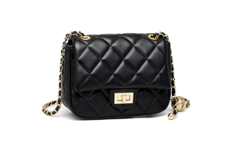 VINEY Cow Leather Shoulder Bag Small Women's Ecru/Black