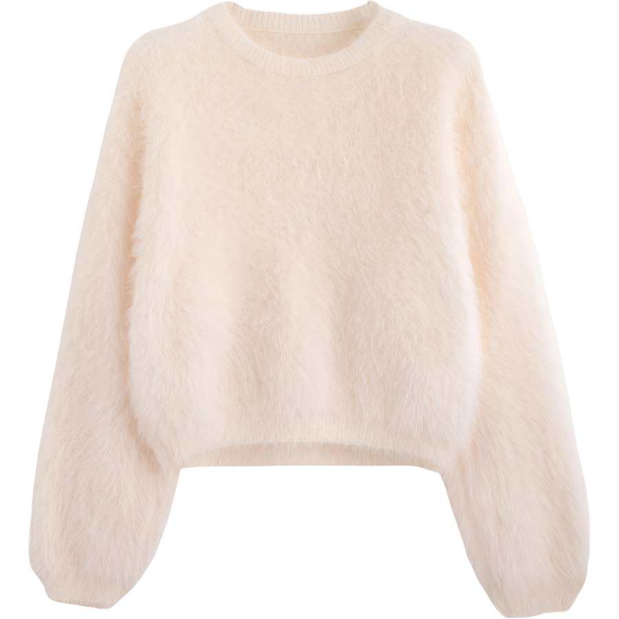 Tonlion Sweaters Women's Ecru Crew Neck Moderate Base Layer
