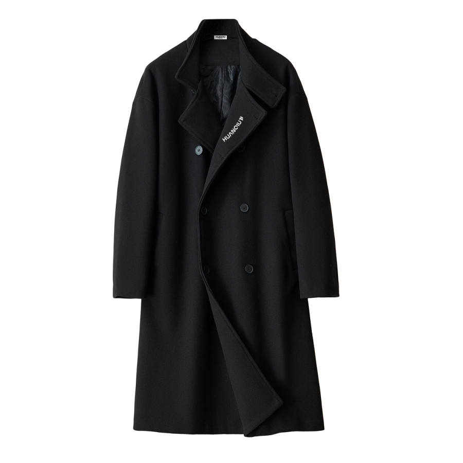 HUANQIU Coats Unisex Lapel Moderate Straight Fit