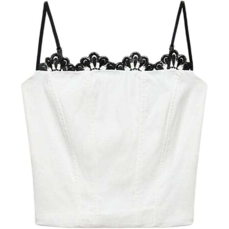 ZARA Camisoles Women's Ecru Square Collar Moderate Other