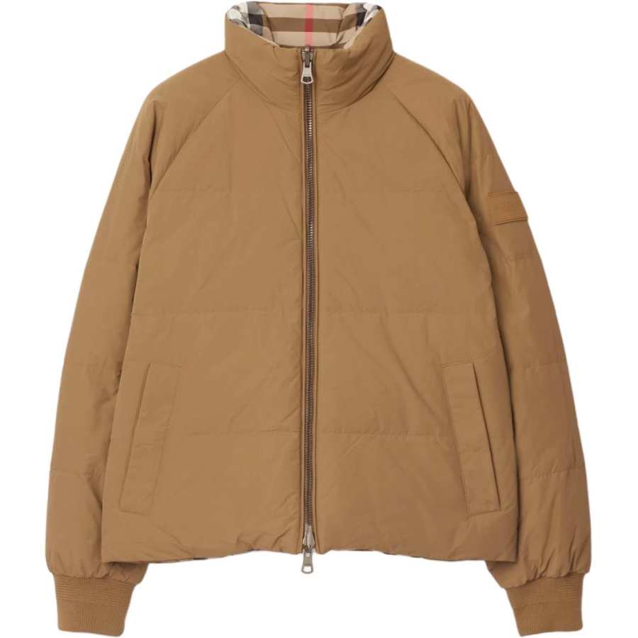 Burberry Down Jackets Women's Taupe Stand Collar Moderate Other