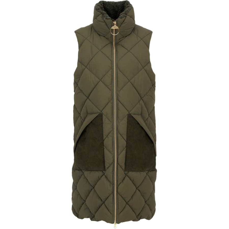BARBOUR Vests Women's Olive Green Stand Collar Moderate Other